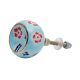 Turquoise Round Ceramic Floral Cabinet Knobs